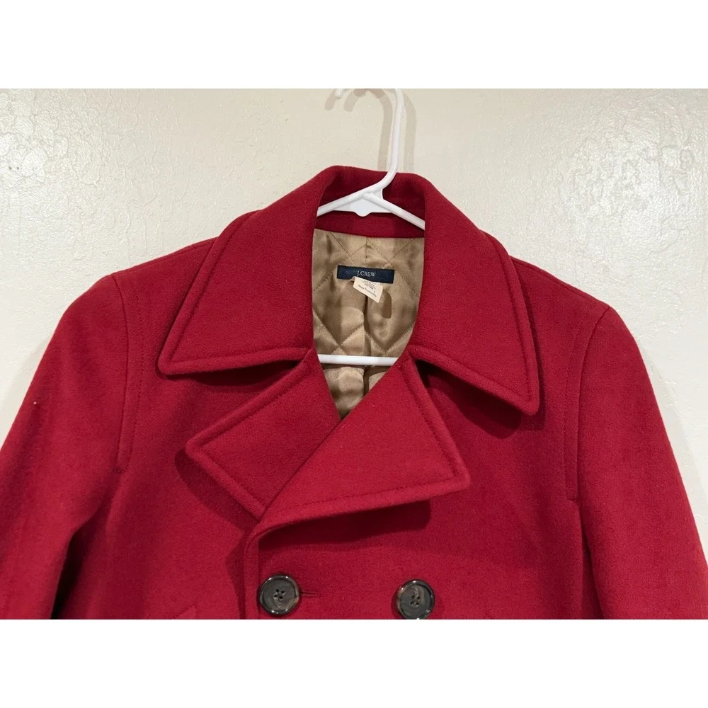 J.Crew Womens Red Wool Blend Thinsulate Pea Coat Jacket 61417 Size XS - Picture 6 of 9